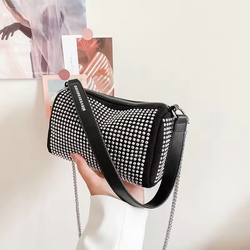Dacida New Rhinestone Small Square Bag Fashion Trend Chain Single Shoulder Diamond Bag