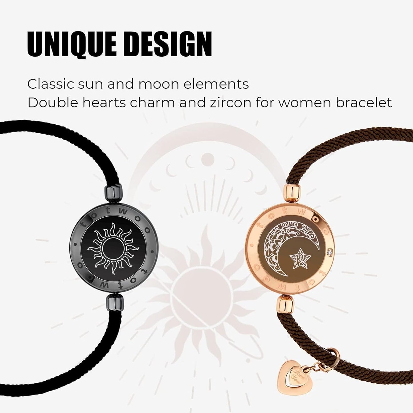 Dacida Long Distance Touch Bracelets for Couples, Vibration & Light up for Love Couples Bracelets | Long Distance Relationship Gifts for Girlfriend Bluetooth Pairing Jewelry