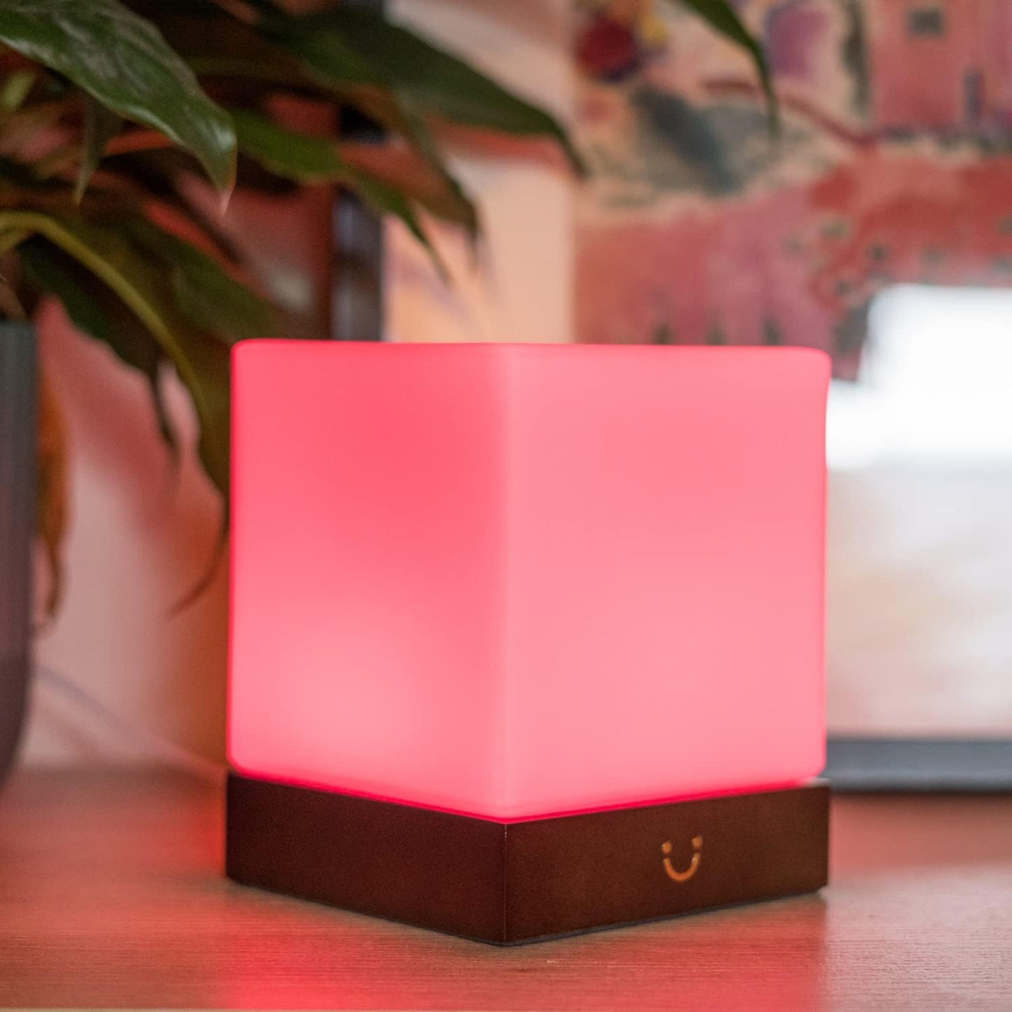 Dacida Cube Friendship Lamp v2 Extended WiFi Range - Bluetooth Setup - Wood & Glass Design (Set of Two, Natural)