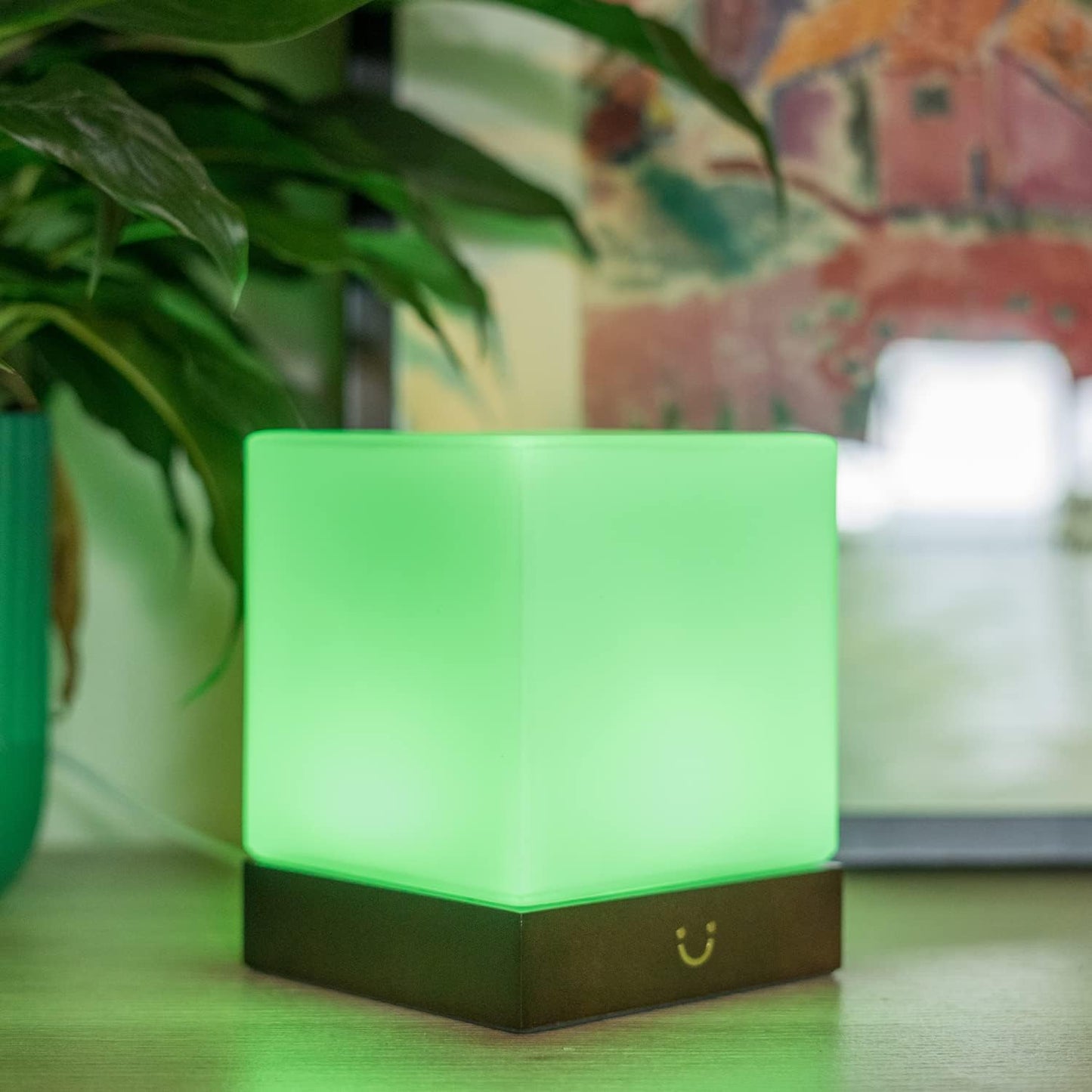 Dacida Cube Friendship Lamp v2 Extended WiFi Range - Bluetooth Setup - Wood & Glass Design (Set of Two, Natural)