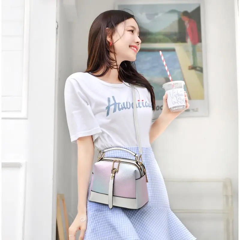 Dacida Trendy Gradient Handbag Women's Bag Unique New Double Sided Zipper Handbag